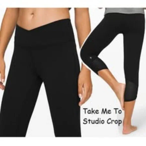 Ivivva Girl by Lululemon 🍋Take Me To Studio Black Crop Nulu Mesh size 12 - Picture 2 of 5